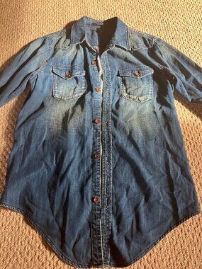 Maison Scotch Women Casual Denim Shirt Top Size 6 (EU 1)
